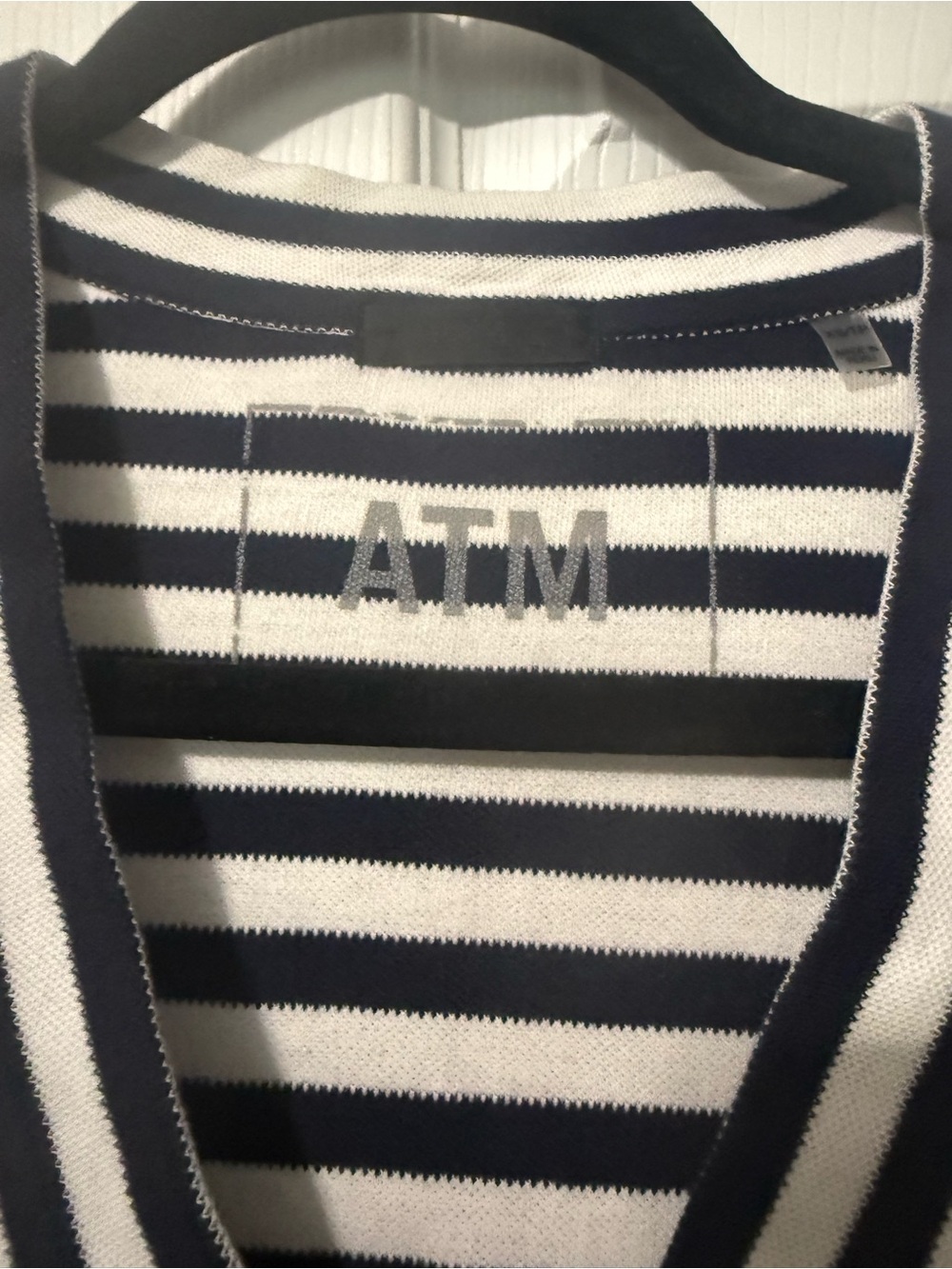 ATM 100% Pima Cotton Black & White Striped V-Neck Dress- XS - Picture 3 of 7